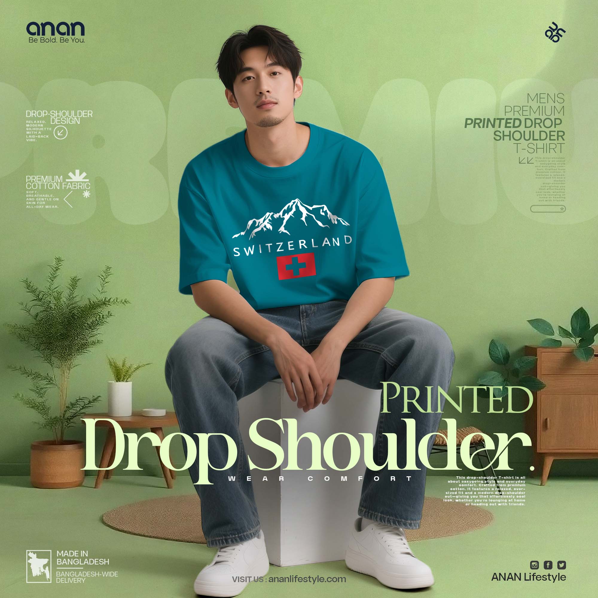 Printed Drop Shoulder T-shirt